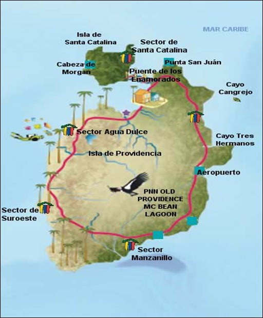 Mapa Turístico de Providencia y Santa Catalina