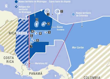 Mapa del Fallo de la Haya: Colombia y Nicaragua